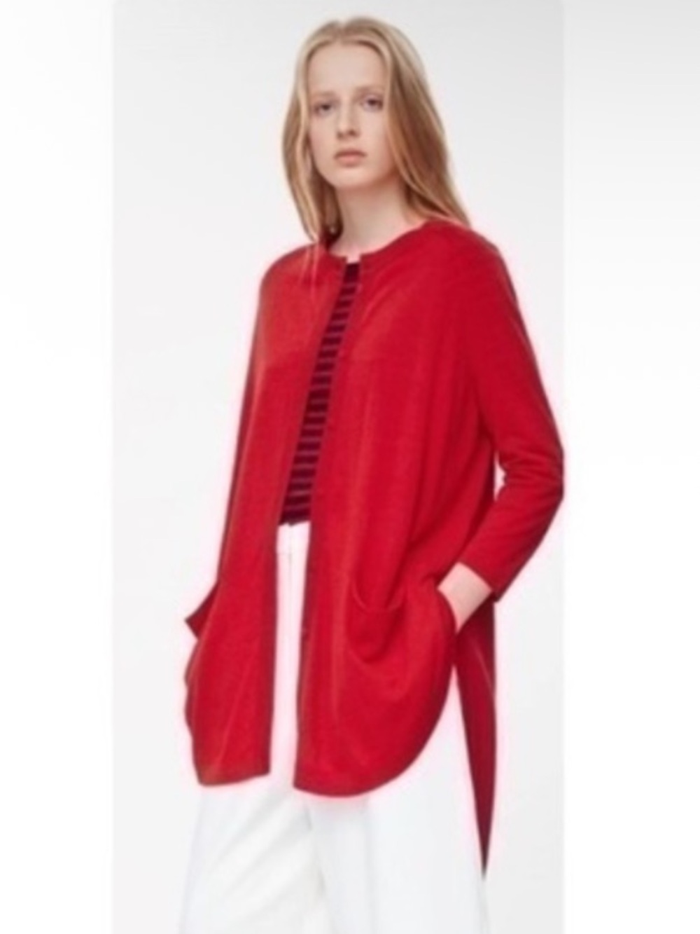 COS red high-low Lagenlook cardigan sweater Size small